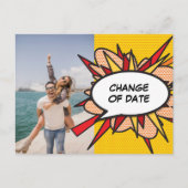 Foto wijziging datum uitgesteld leuk stripboek briefkaart (Voorkant)