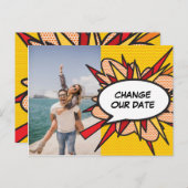 Foto Wijziging Onze Datum Uitgesteld Moderne Plezi Aankondigingskaart (Voorkant / Achterkant)