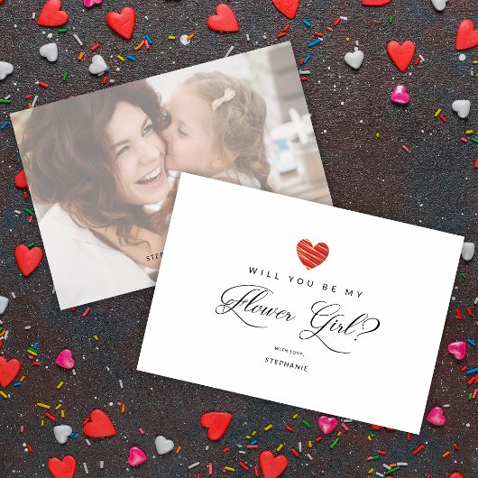 Foto Wil je mijn bloemenmeisje zijn Rode Hart