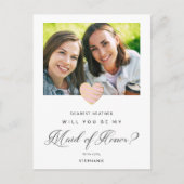 Foto Wil je mijn Maid of Honor Pink Heart zijn? Briefkaart (Voorkant)