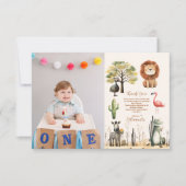 Foto Wild Een Oerwoud Safari Dieren Jongen 1e Bedankkaart (Voorkant)