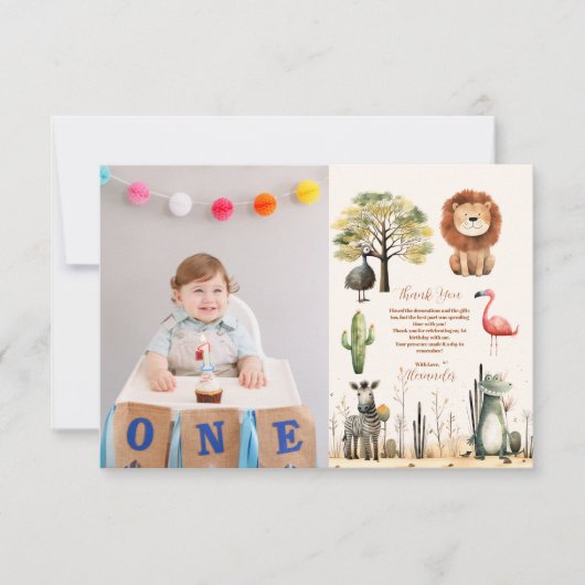 Foto Wild Een Oerwoud Safari Dieren Jongen 1e Bedankkaart (Voorkant)