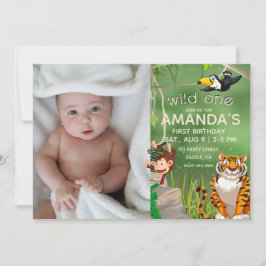 Foto Wild Een Verjaardag Oerwoud Dieren Party Kaart