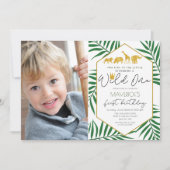 FOTO - Wild One 1st Birthday Oerwoud Invitation Kaart (Voorkant)