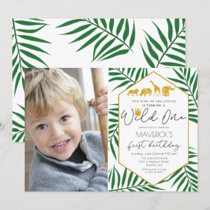 FOTO - Wild One 1st Birthday Oerwoud Invitation Kaart