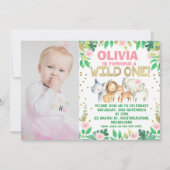 Foto Wild One Safari 1st Birthday Invitation Kaart (Voorkant)