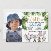 Foto Wild One Safari 1st Birthday Party Kaart (Voorkant)