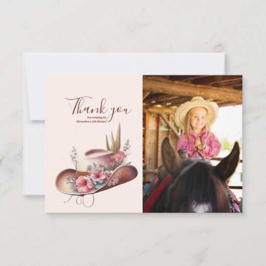 Foto Wild West Cowgirl Land Western Verjaardag Bedankkaart (Voorkant)
