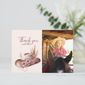 Foto Wild West Cowgirl Land Western Verjaardag Bedankkaart (Staand voorkant)