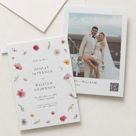 Foto Wilde Bloem Bruiloft Save the Date Kaart