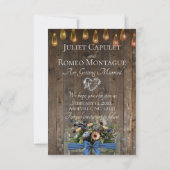 Foto, Wilde Bloemen & Blad Monogram - Blauw Save The Date (Achterkant)