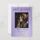 Foto, Wilde Bloemen & Blad Monogram - Blauwe Serin Save The Date (Voorkant)