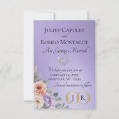 Foto, Wilde Bloemen & Blad Monogram - Blauwe Serin Save The Date (Achterkant)