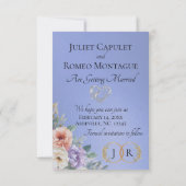 Foto, Wilde Bloemen & Blad Monogram - Hemelblauw Save The Date (Achterkant)