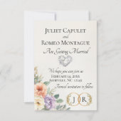 Foto, Wilde Bloemen & Blad Monogram - Ivoor Save The Date (Achterkant)