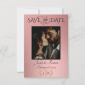 Foto, Wilde Bloemen & Blad Monogram - Roségoud Save The Date (Voorkant)