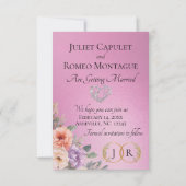 Foto, Wilde Bloemen & Blad Monogram - Roze Roos Save The Date (Achterkant)