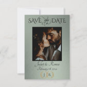 Foto, Wilde Bloemen & Blad Monogram - Salie Save The Date (Voorkant)