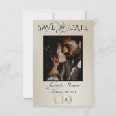 Foto, Wilde Bloemen & Blad Monogram - Tarwe Save The Date (Voorkant)