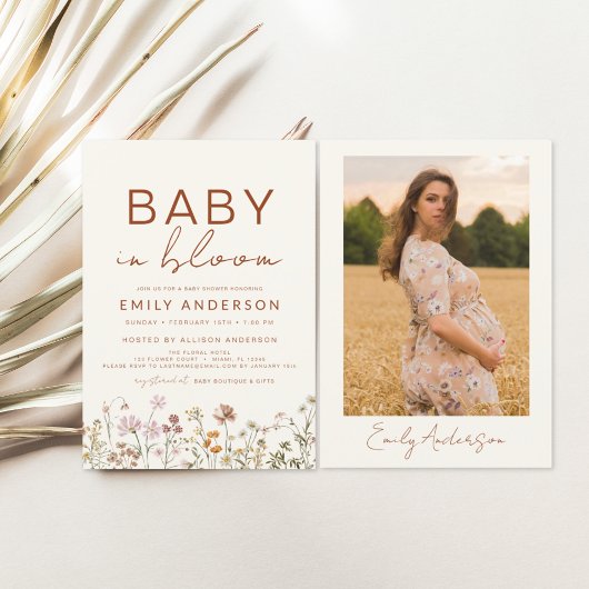 Foto Wildflower Baby in Bloom Baby shower Flyer