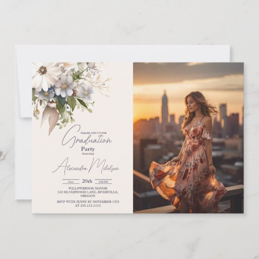 Foto Wildflower Boho Garden Afstuderen Kaart (Voorkant)