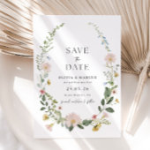 Foto Wildflower bruiloft Bewaar de datum uitnodigi Kaart