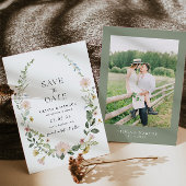 Foto Wildflower bruiloft Bewaar de datum uitnodigi Kaart