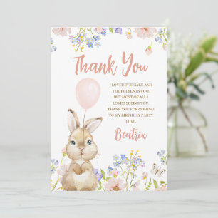 Foto Wildflower Bunny Verjaardag Bedankt Card Kaart