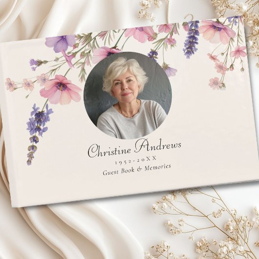 Foto, Wildflower "In Loving Memory" begrafenis Gastenboek