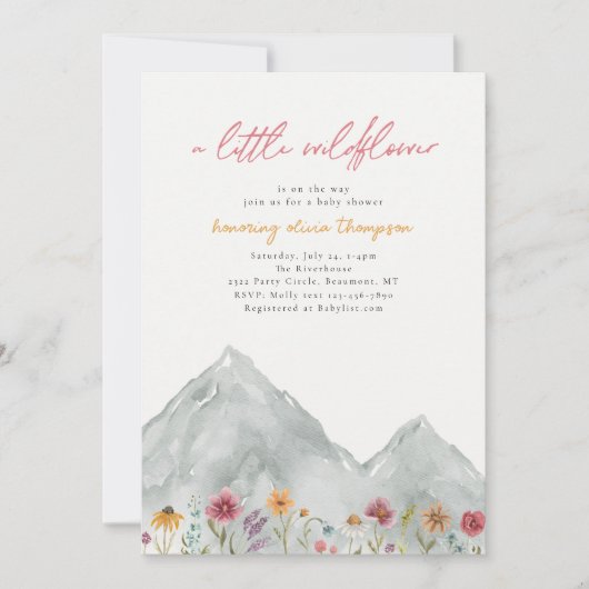 Foto Wildflower Mountain Baby shower Invitation Kaart (Voorkant)