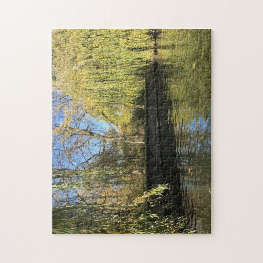 Foto Willow Trees River Reflections Legpuzzel (Verticaal)