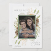 Foto Winter Botanisch Gebladerte Save the Date Kaart (Voorkant)