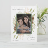 Foto Winter Botanisch Gebladerte Save the Date Kaart (Staand voorkant)