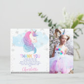 Foto Winter Eenhoorn Verjaardag Dank u kaart (Staand voorkant)