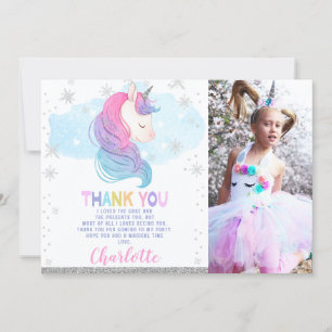 Foto Winter Eenhoorn Verjaardag Dank u kaart