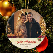 Foto Winter Moderne Waterverf Eerste Kerstdag Keramisch Ornament