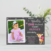 Foto: Winter onederland 1e verjaardag uitnodiging (Staand voorkant)