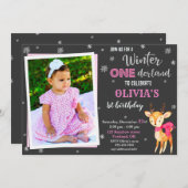 Foto: Winter onederland 1e verjaardag uitnodiging (Voorkant / Achterkant)