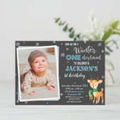 Foto: Winter onederland 1e verjaardag uitnodiging (Staand voorkant)