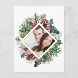 Foto Winter Pinecones en Holly Save the Date Briefkaart