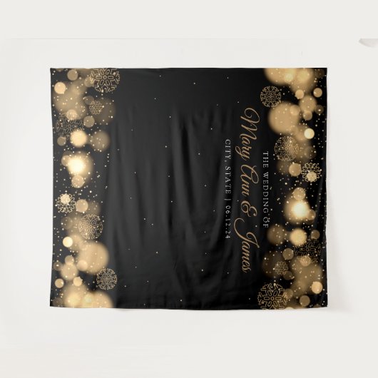 Foto: Winter Weduwschap Names Gold Lights Wandkleed (Voorkant (horizontaal))