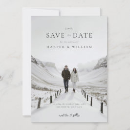 Foto winterse bruiloft Bewaar de datum Kaart