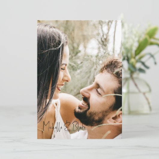 Foto Wispy Boho Floral Wedding Save the Date (Staand voorkant)