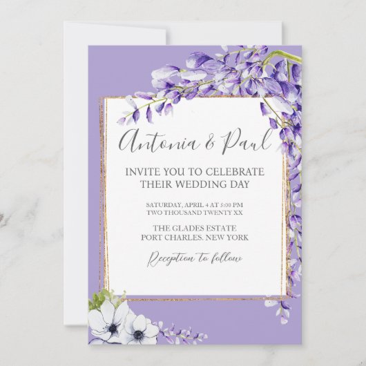 Foto Wisteria Blooms QR Code Wedding Kaart (Voorkant)