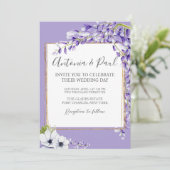 Foto Wisteria Blooms QR Code Wedding Kaart (Staand voorkant)
