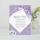 Foto Wisteria Blooms QR Code Wedding Kaart (Staand voorkant)