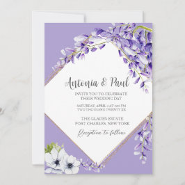 Foto Wisteria Blooms QR Code Wedding Kaart