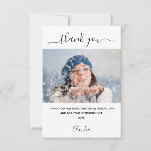 Foto wit, bedankt! bedankkaart (Voorkant)