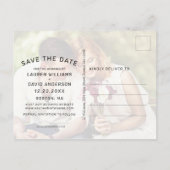Foto Wit Script op Black Wedding Save the Date Aankondigingskaart (Achterkant)