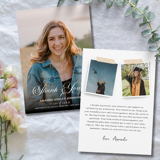 Foto Wit Zwart Afstuderen Bedankkaart